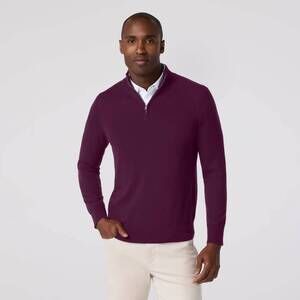 NEW MIZZEN + MAIN men's heritage quarter zip top in eggplant